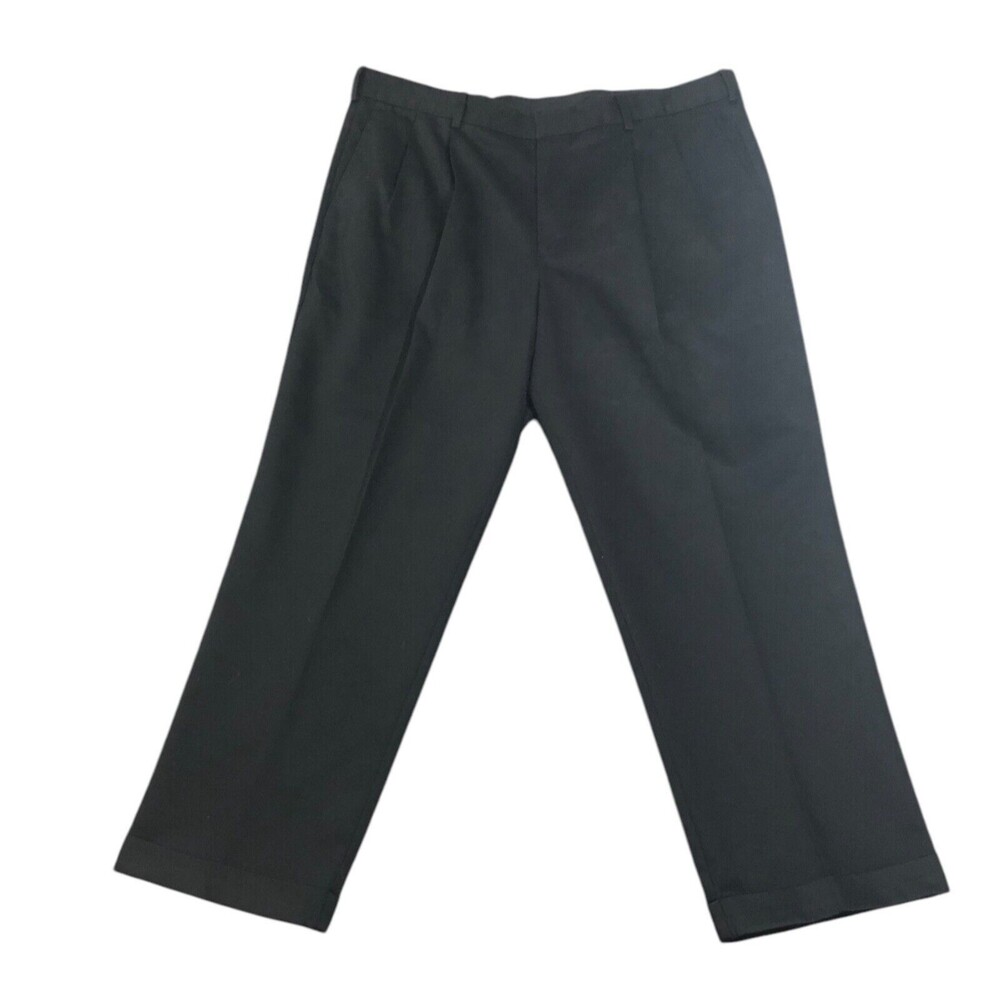 Dockers Premium Pants Mens Black 40x30 Pleated Relaxed Fit 100% Cotton
